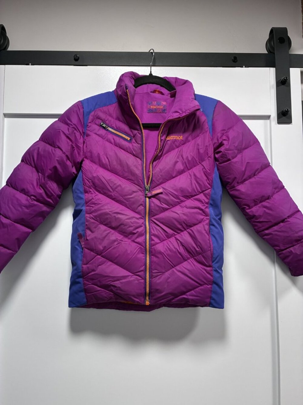 Marmot Girls Down Puffer Jacket Purple Blue Orange Size M